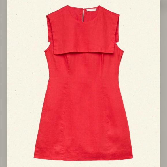 Doen Dresses & Skirts - Doen Monroe Dress - Size 2 - 100% Linen Sailor style mini dress - Carmine red
